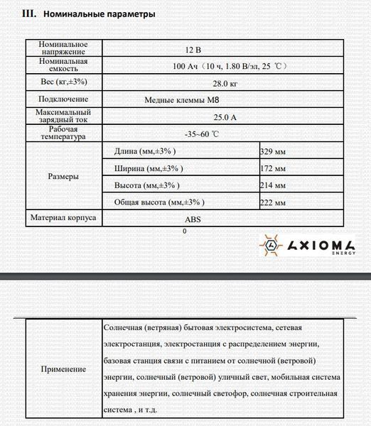 АКБ гелевый 12В 100Ач, AX-GEL-100, AXIOMA energy 84 фото